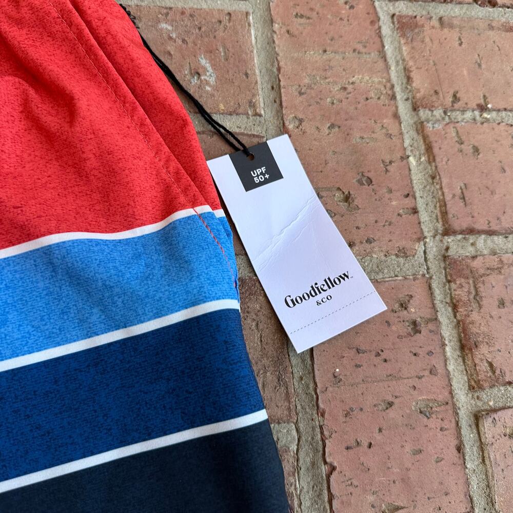 Goodfellow Mens Multicolor Colorblock 7" Swim Trunks With Liner Short Size M NWT - Picture 4 of 4